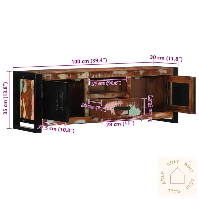 Tv-Benk 100X30X35 Cm Gjenvunnet Heltre