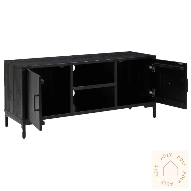 Tv-Benk Svart 110X35X48 Cm Heltre Furu