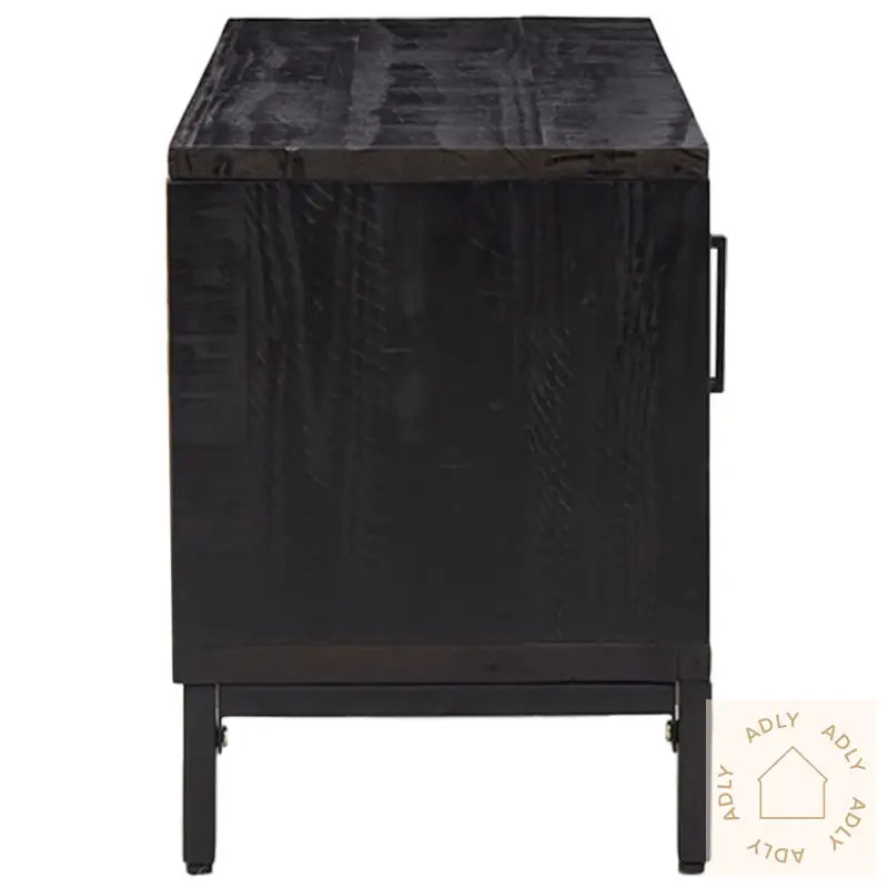Tv-Benk Svart 110X35X48 Cm Heltre Furu