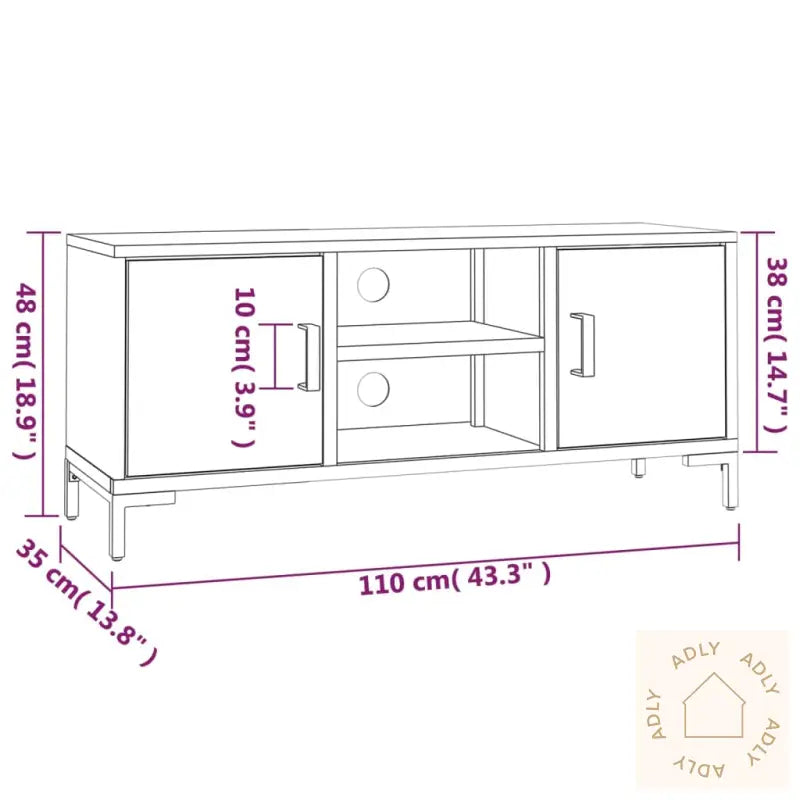 Tv-Benk Svart 110X35X48 Cm Heltre Furu