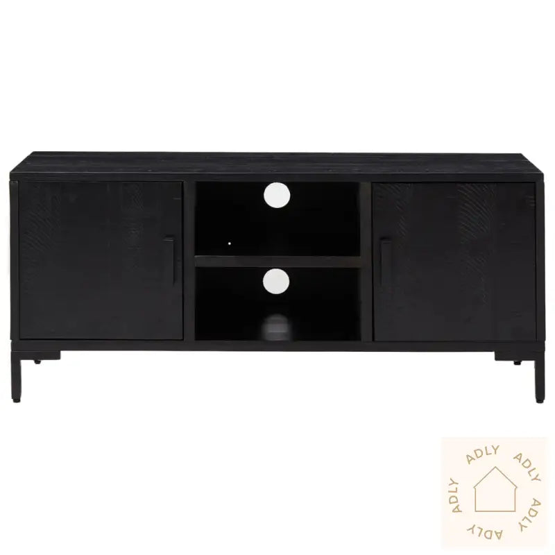 Tv-Benk Svart 110X35X48 Cm Heltre Furu