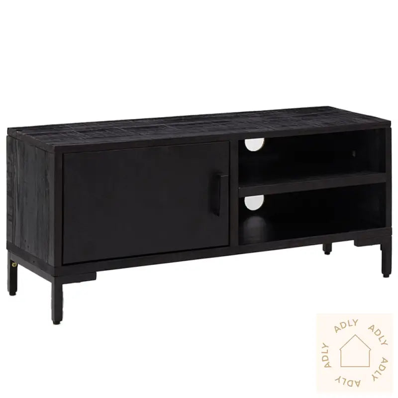 Tv-Benk Svart 90X30X40 Cm Heltre Furu