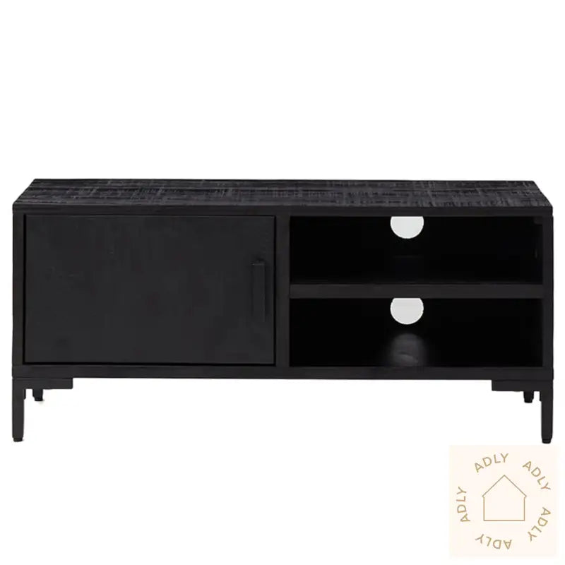 Tv-Benk Svart 90X30X40 Cm Heltre Furu