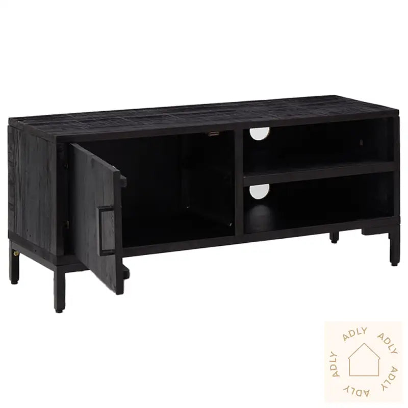 Tv-Benk Svart 90X30X40 Cm Heltre Furu