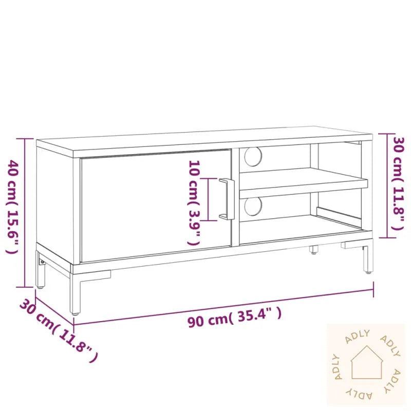Tv-Benk Svart 90X30X40 Cm Heltre Furu