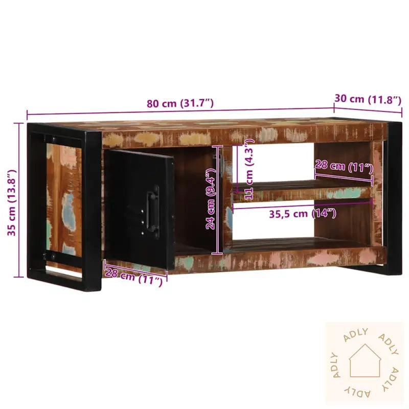Tv-Benk 80X30X35 Cm Gjenvunnet Heltre