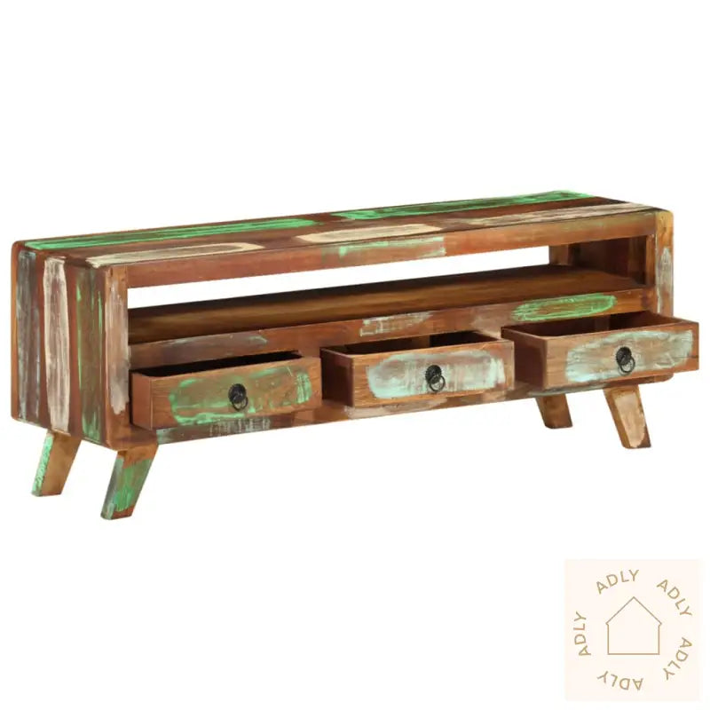 Tv-Benk 110X30X40 Cm Gjenvunnet Heltre Flerfarget