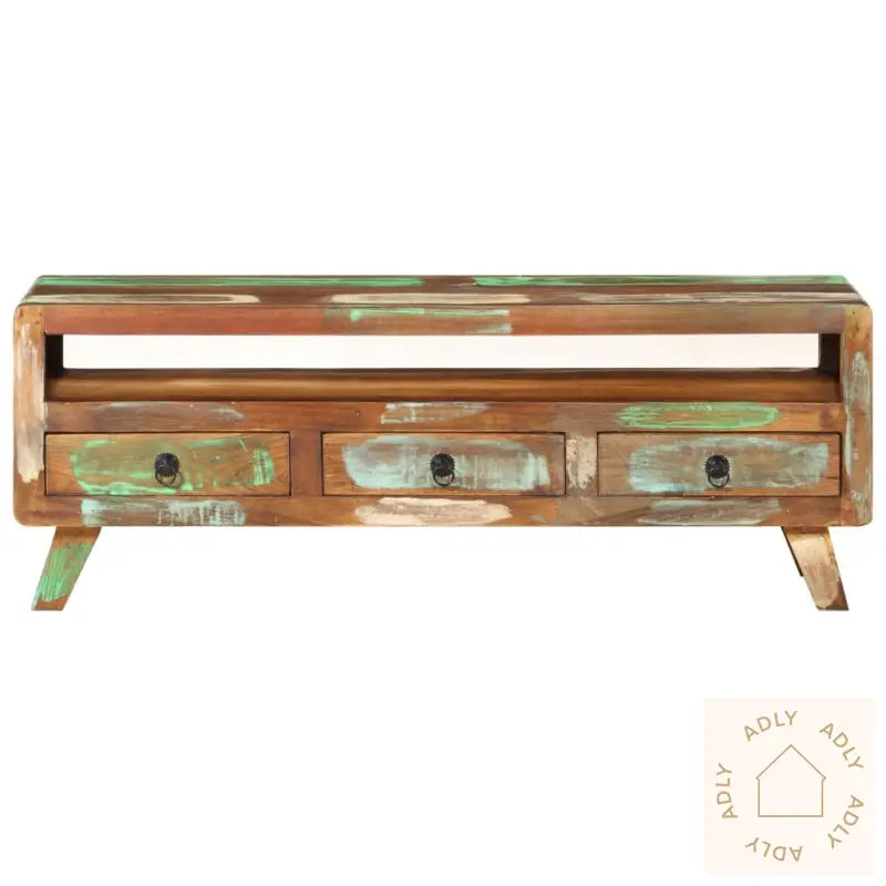 Tv-Benk 110X30X40 Cm Gjenvunnet Heltre Flerfarget