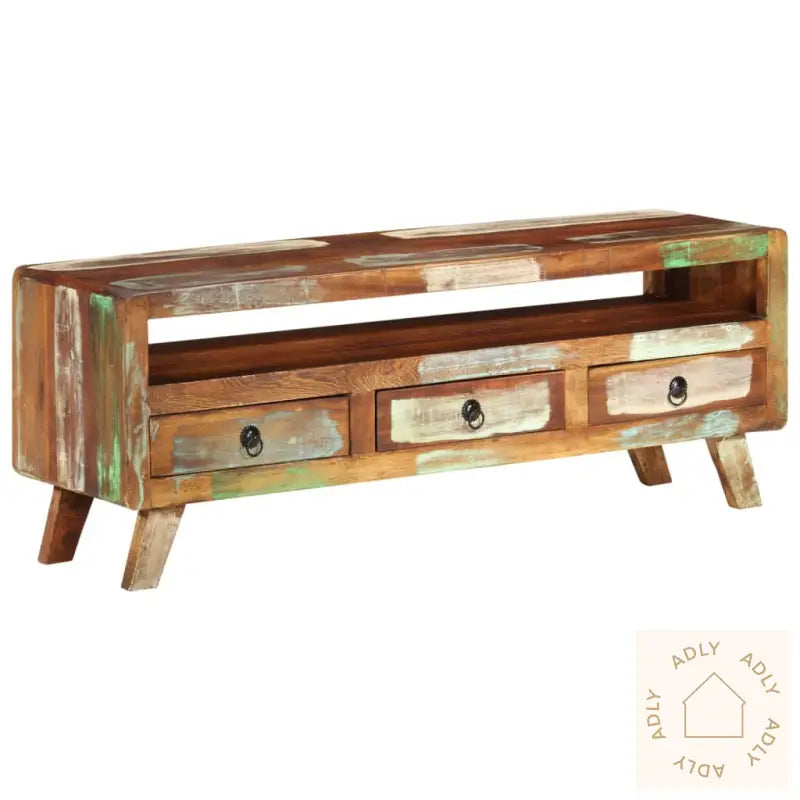 Tv-Benk 110X30X40 Cm Gjenvunnet Heltre Flerfarget