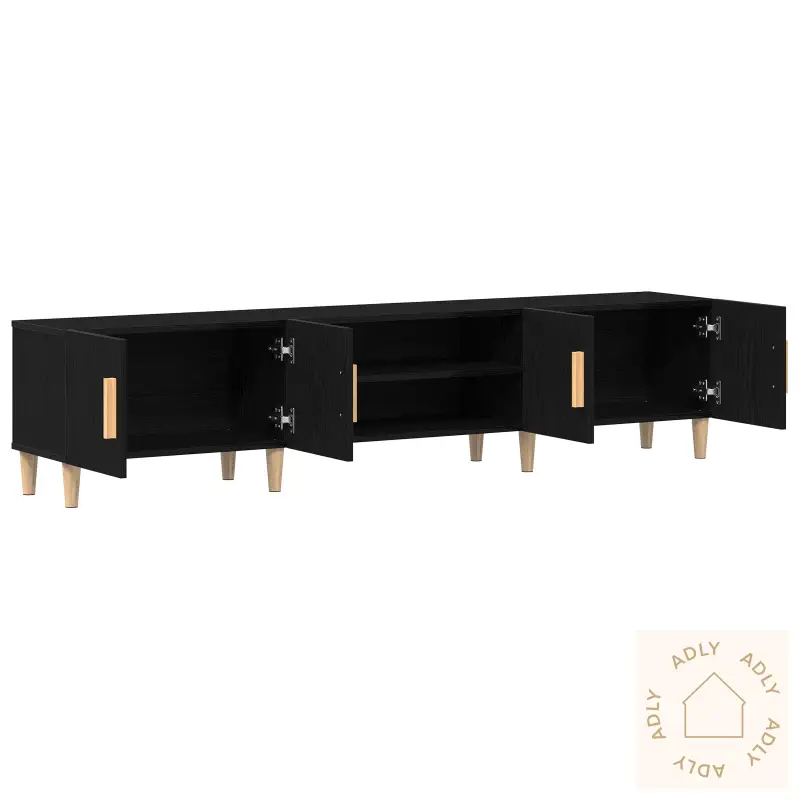 Tv-Benk Svart Eik 180X31,5X40 Cm Konstruert Tre