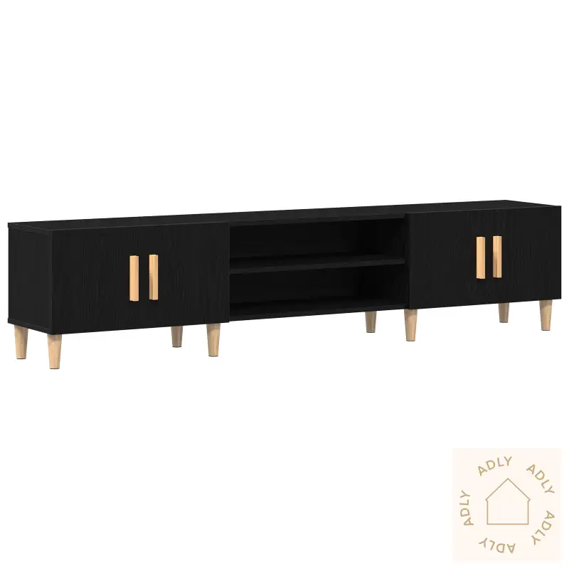 Tv-Benk Svart Eik 180X31,5X40 Cm Konstruert Tre