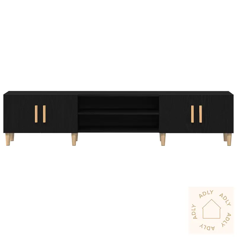 Tv-Benk Svart Eik 180X31,5X40 Cm Konstruert Tre