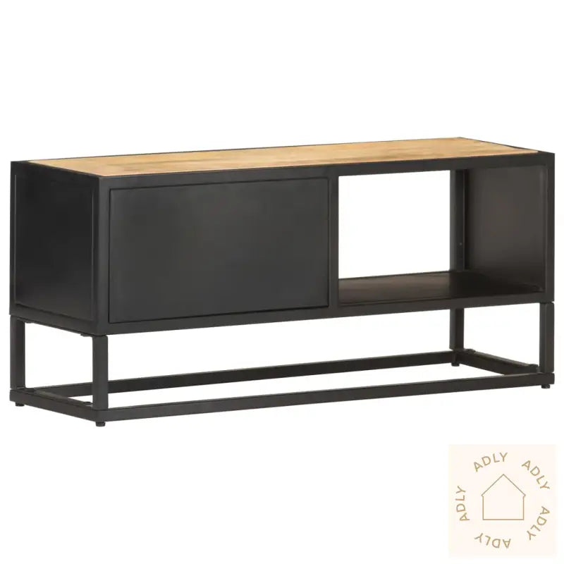 Tv-Benk Med Utskåret Dør 90X30X40 Cm Grovt Mangotre