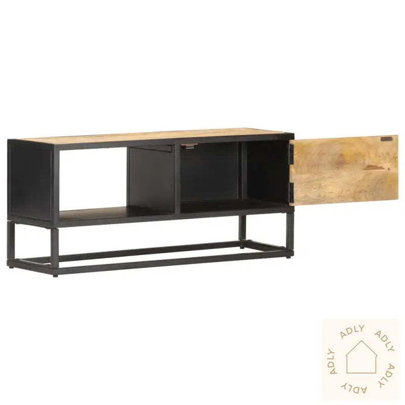 Tv-Benk Med Utskåret Dør 90X30X40 Cm Grovt Mangotre