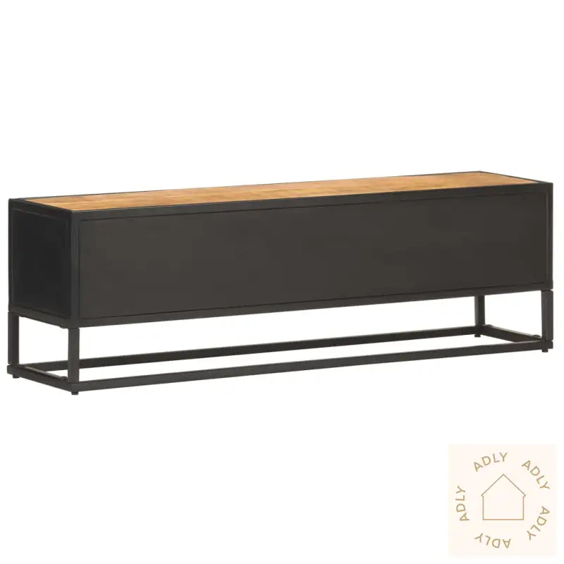 Tv-Benk Med Utskåret Dør 130X30X40 Cm Grovt Mangotre
