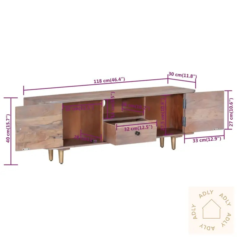 Tv-Benk 118X30X40 Cm Heltre Akasie