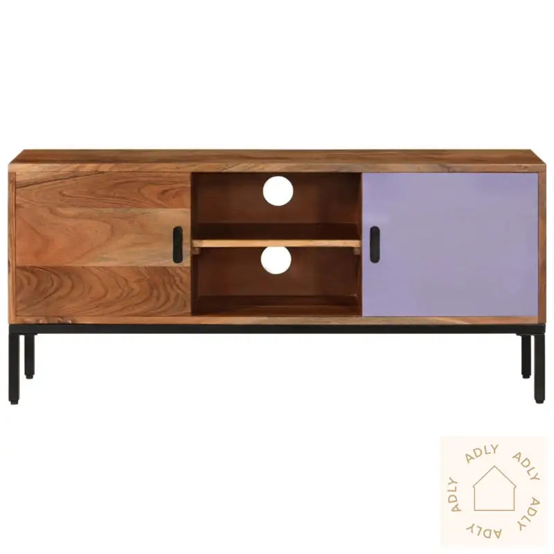 Tv-Benk Honningbrun Og Grå 110X30X50 Cm Heltre Akasie