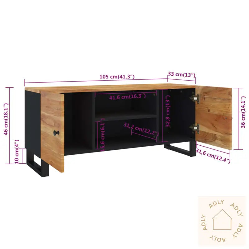 Tv-Benk 105X33X46 Cm Heltre Akasie