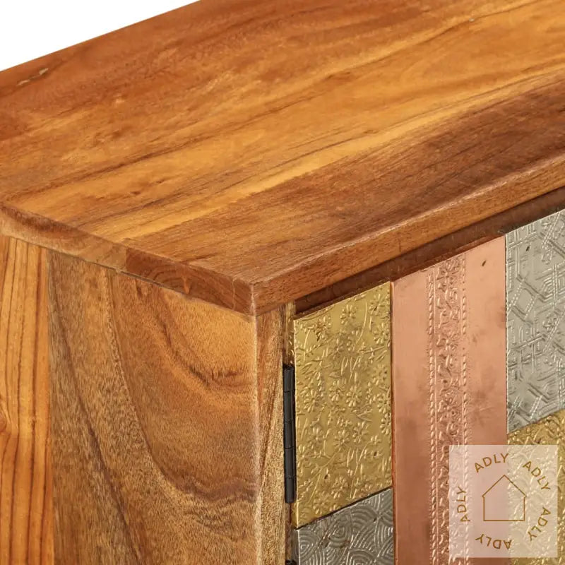 Tv-Benk Med Dører 112X30X40 Cm Heltre Akasie Og Metall