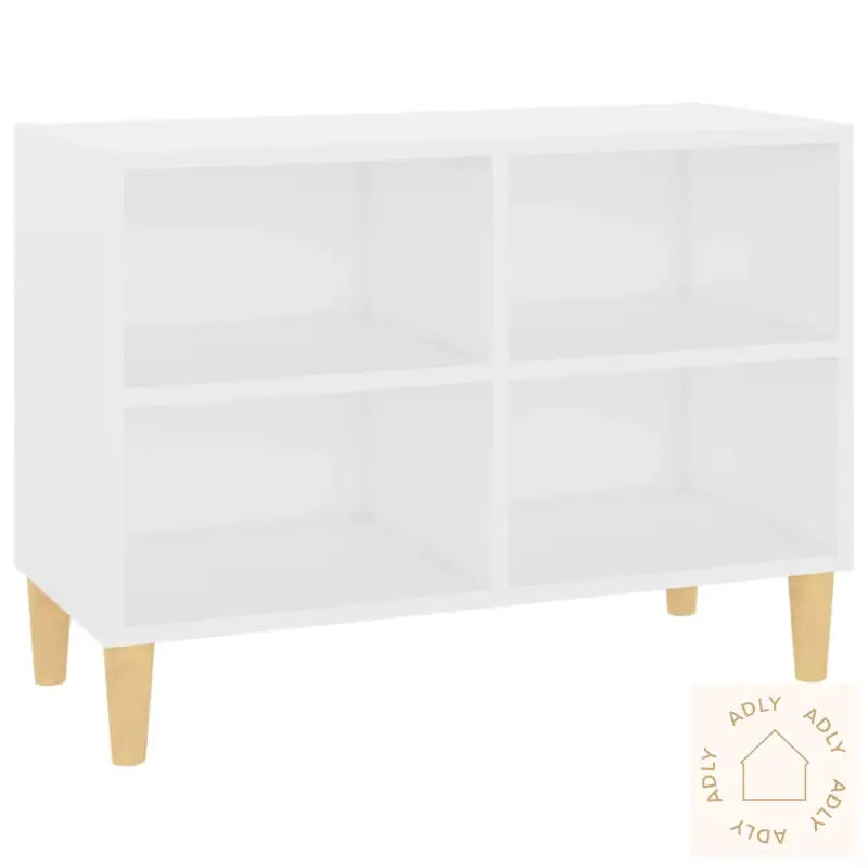 Tv-Benk Med Ben I Heltre Hvit 69,5X30X50 Cm