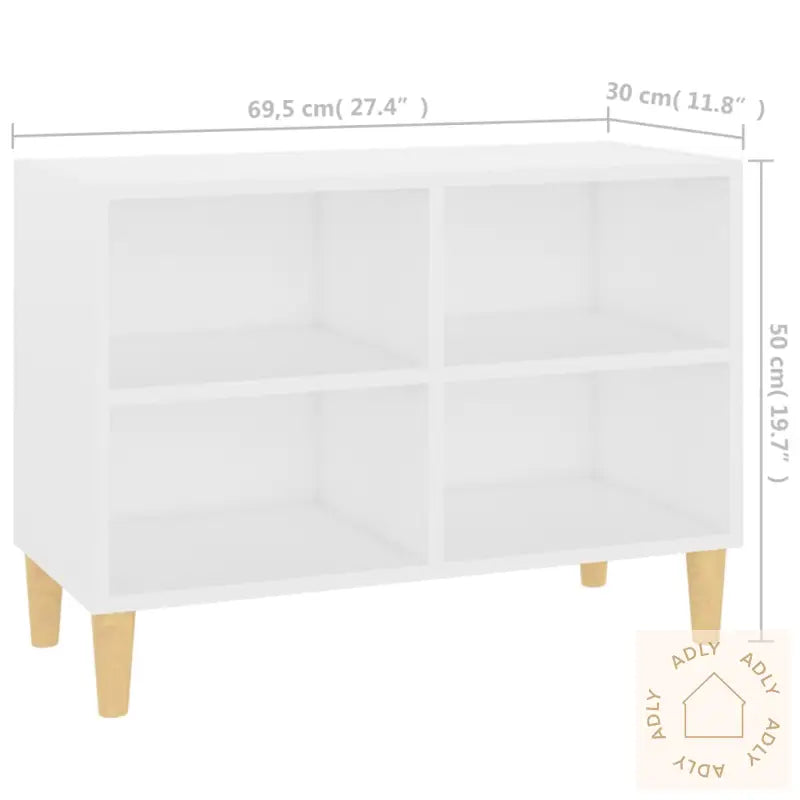 Tv-Benk Med Ben I Heltre Hvit 69,5X30X50 Cm