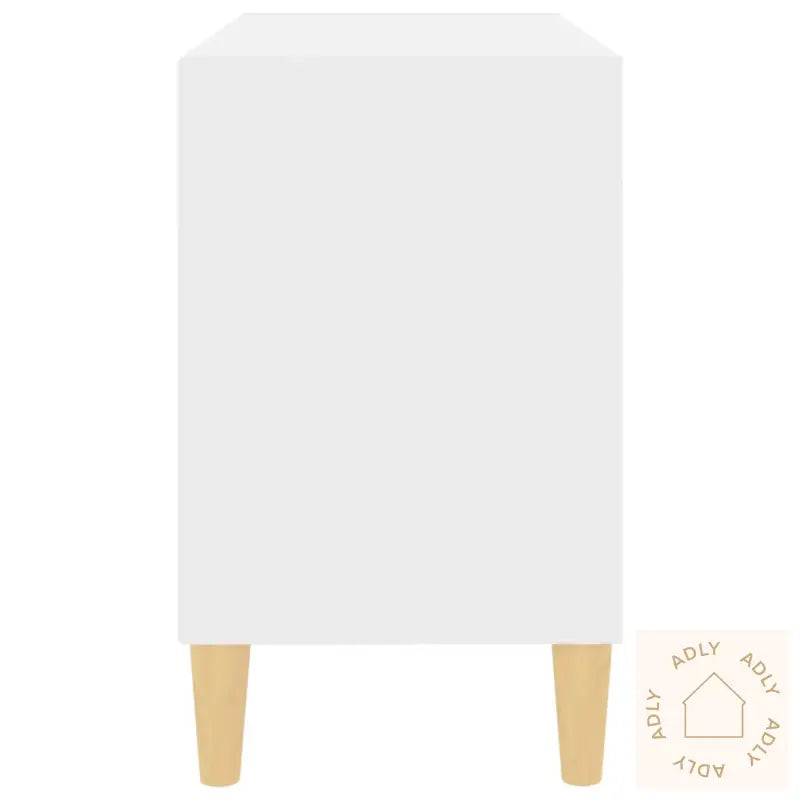 Tv-Benk Med Ben I Heltre Hvit 69,5X30X50 Cm