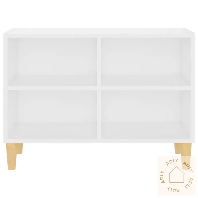 Tv-Benk Med Ben I Heltre Hvit 69,5X30X50 Cm