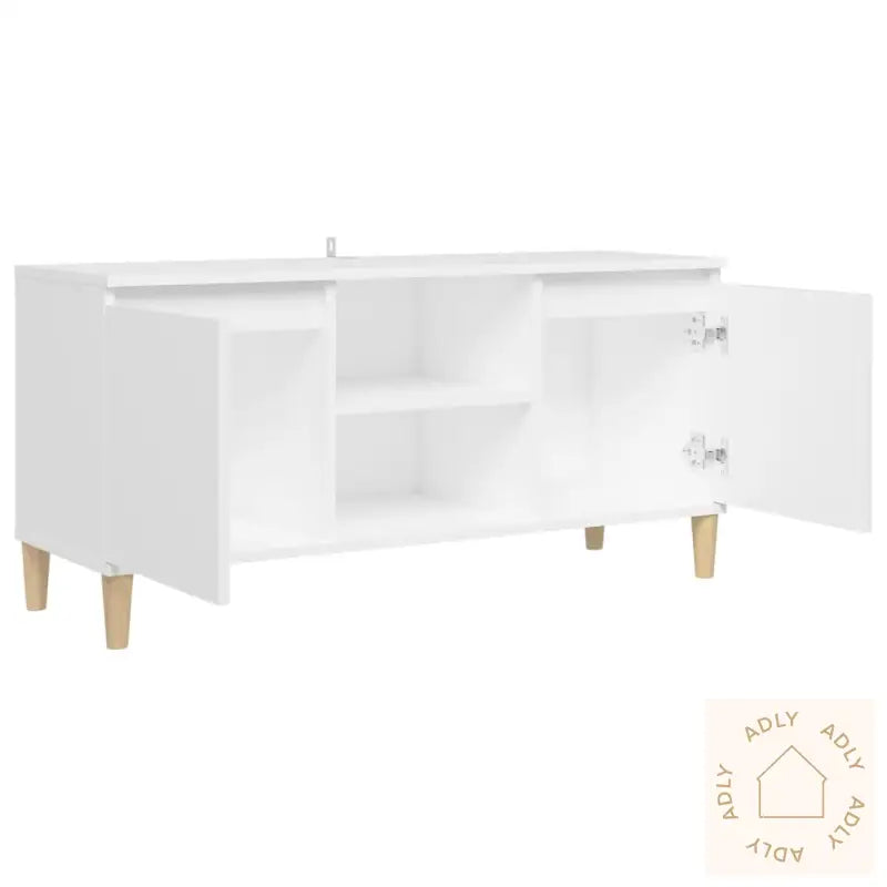 Tv-Benk Med Ben I Heltre Hvit 103,5X35X50 Cm