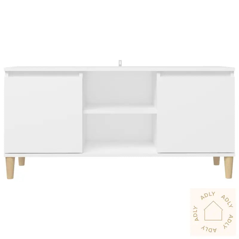 Tv-Benk Med Ben I Heltre Hvit 103,5X35X50 Cm