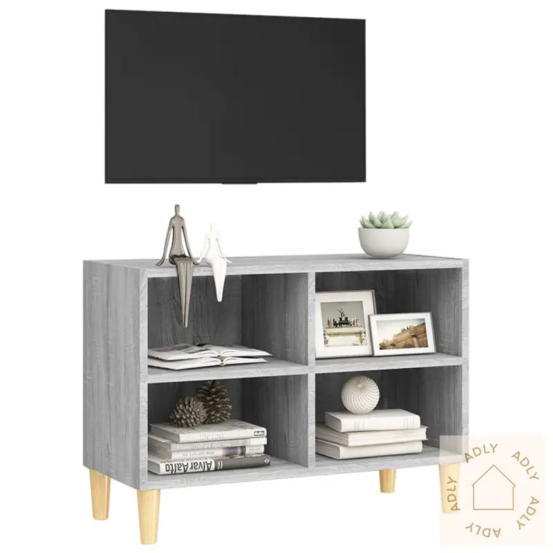 Tv-Benk Med Ben I Heltre Grå Sonoma Eik 69,5X30X50 Cm