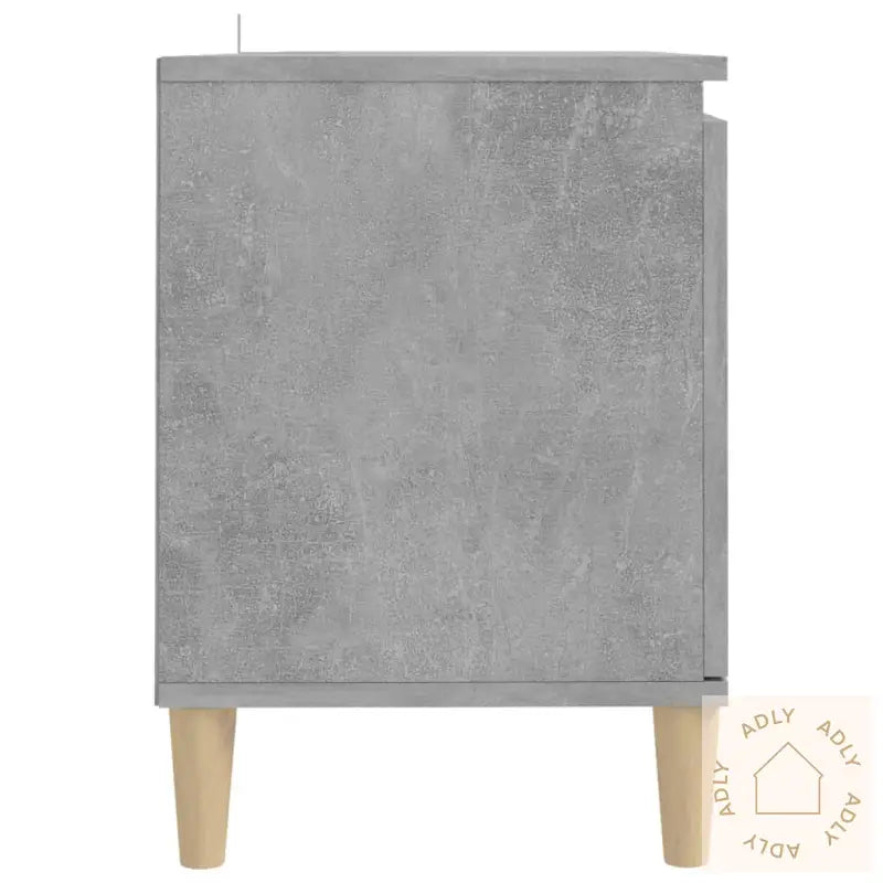 Tv-Benk Med Ben I Heltre Betonggrå 103,5X35X50 Cm