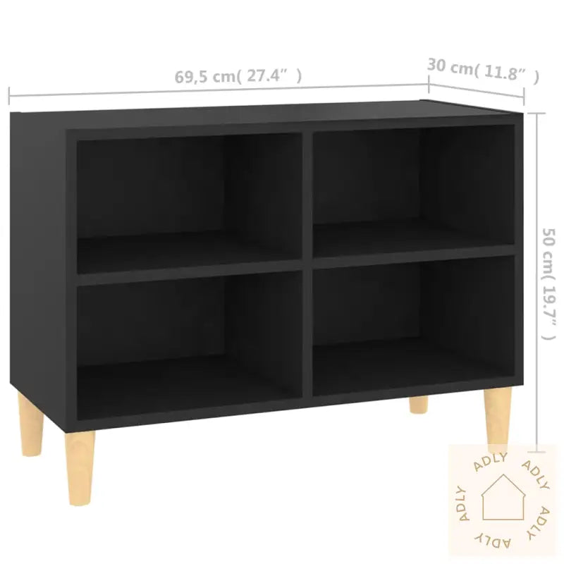 Tv-Benk Med Ben I Heltre Svart 69,5X30X50 Cm