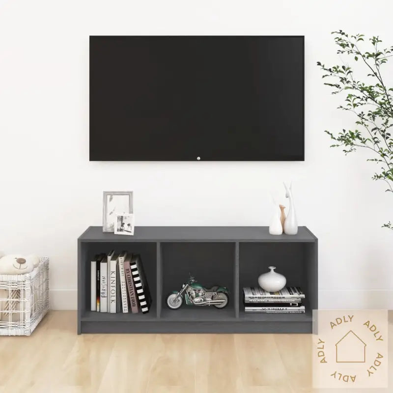 Tv-Benk Grå 104X33X41 Cm Heltre Furu