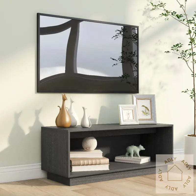 Tv-Benk Grå 90X35X35 Cm Heltre Furu