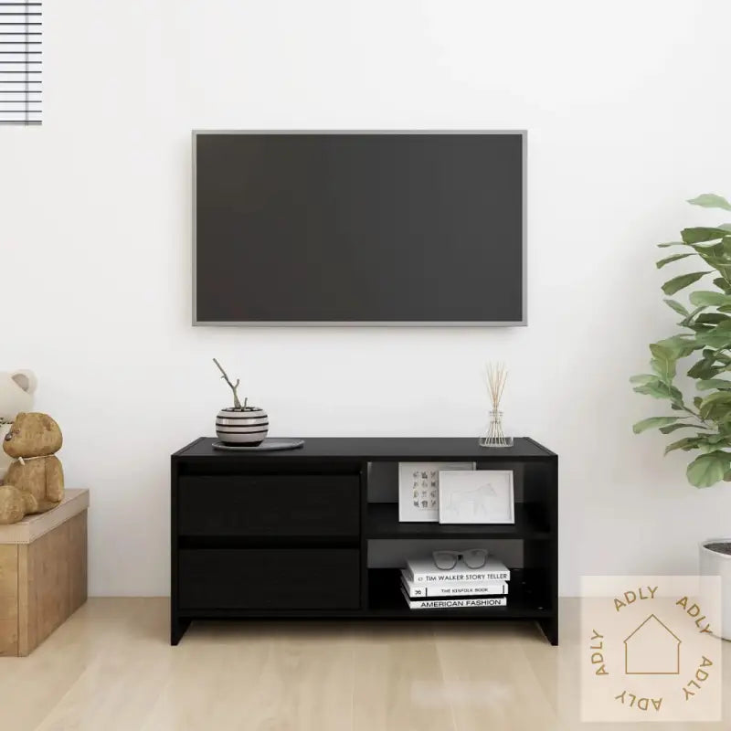 Tv-Benk 80X31X39 Cm Heltre Furu Svart