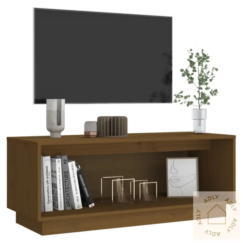 Tv-Benk Honningbrun 90X35X35 Cm Heltre Furu