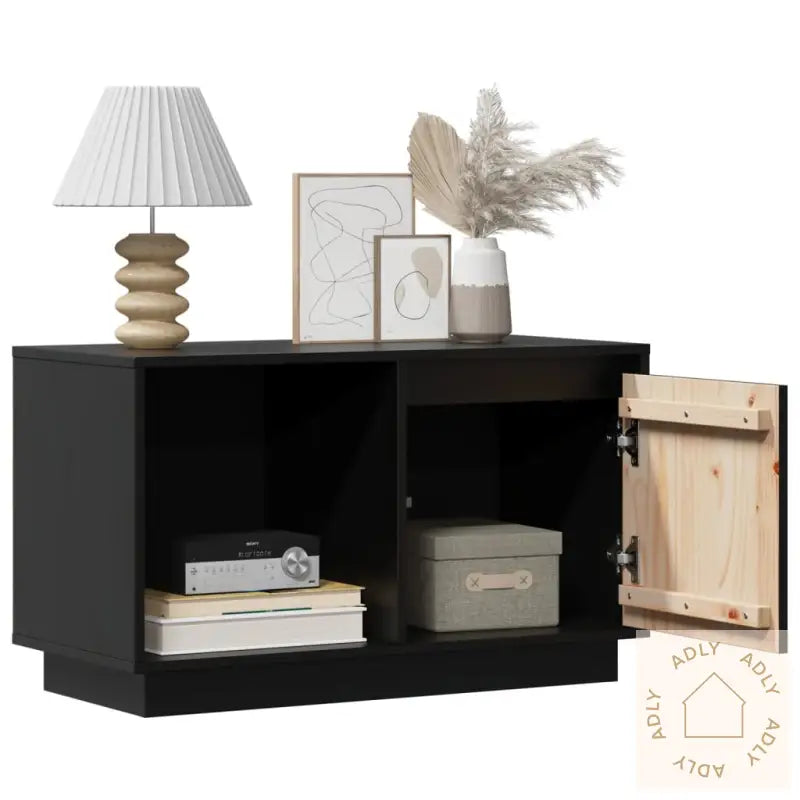 Tv-Benk Svart 74X35X44 Cm Heltre Furu