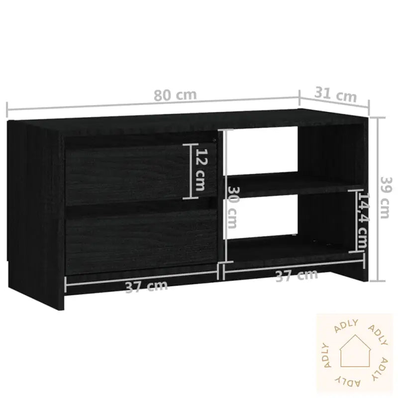 Tv-Benk 80X31X39 Cm Heltre Furu Svart