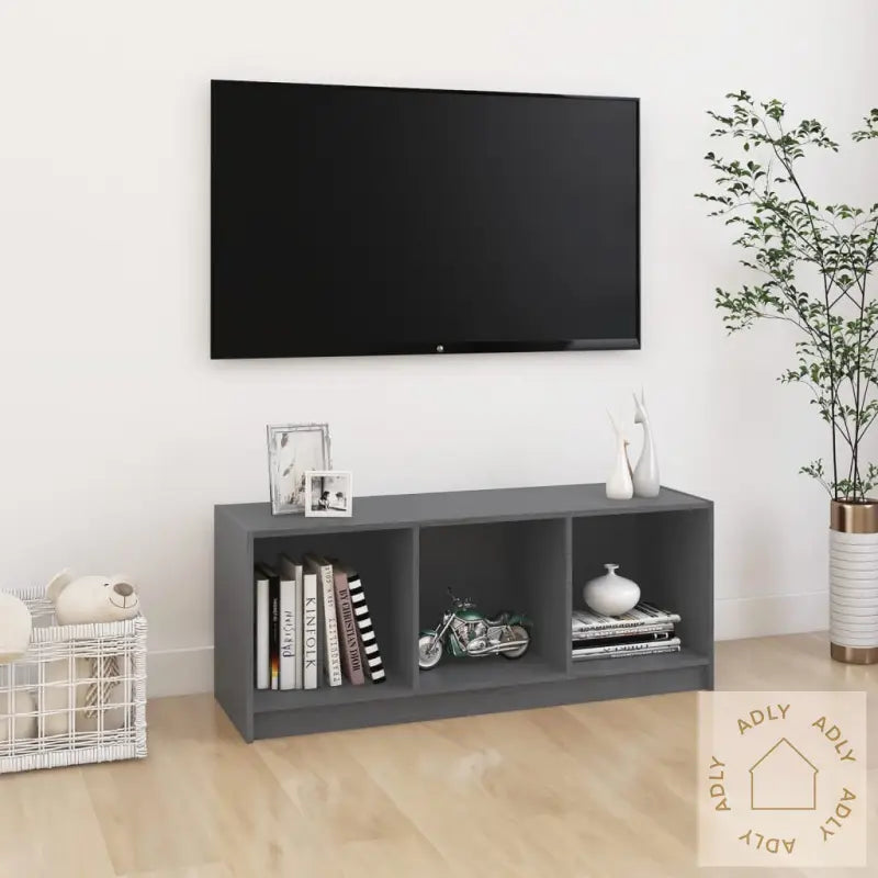 Tv-Benk Grå 104X33X41 Cm Heltre Furu