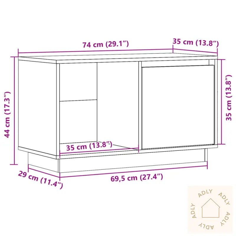 Tv-Benk Svart 74X35X44 Cm Heltre Furu