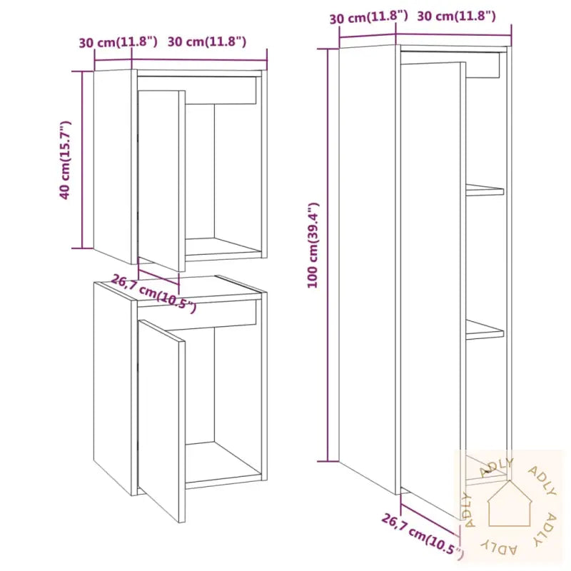 Tv-Benker 3 Stk Heltre Furu