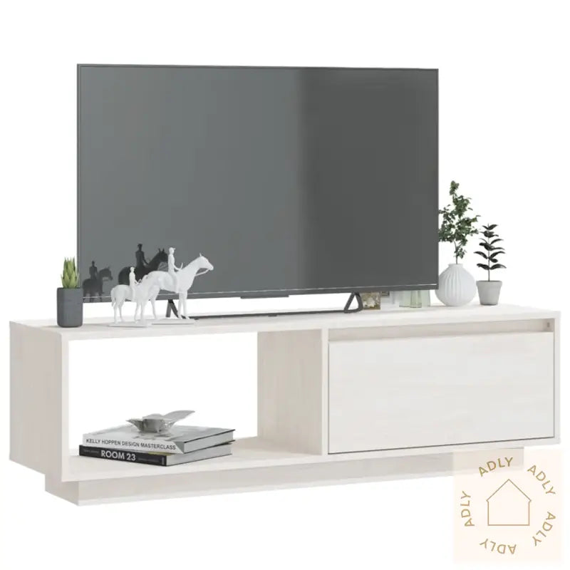 Tv-Benk 110X30X33,5 Cm Heltre Furu Hvit