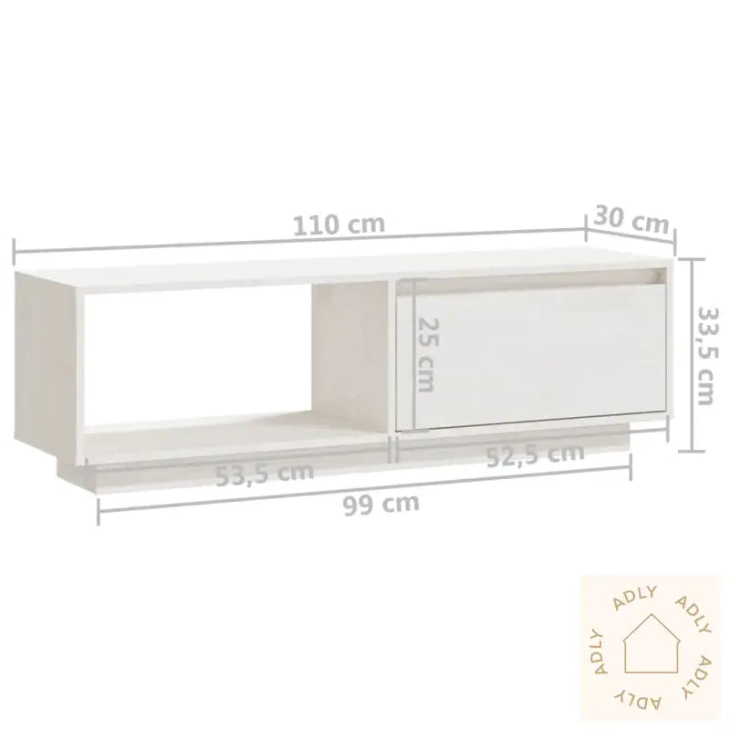 Tv-Benk 110X30X33,5 Cm Heltre Furu Hvit