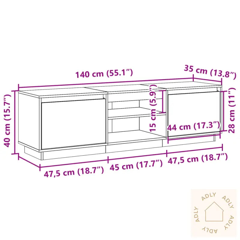 Tv-Benk Voksbrun 140X35X40 Cm Heltre Furu