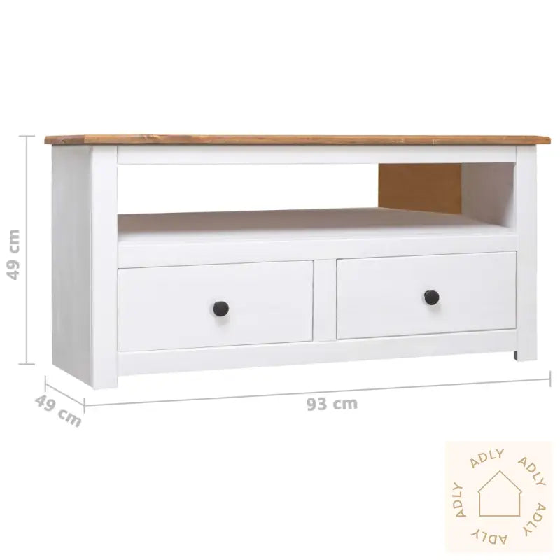 Tv-Hjørneskap Hvit 93X49X49 Cm Heltre Furu Panama Range