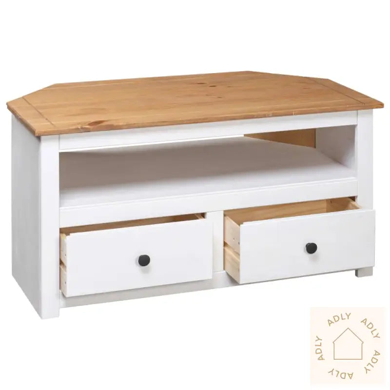 Tv-Hjørneskap Hvit 93X49X49 Cm Heltre Furu Panama Range