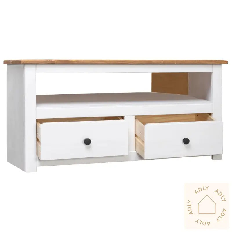 Tv-Hjørneskap Hvit 93X49X49 Cm Heltre Furu Panama Range
