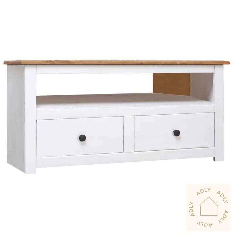 Tv-Hjørneskap Hvit 93X49X49 Cm Heltre Furu Panama Range
