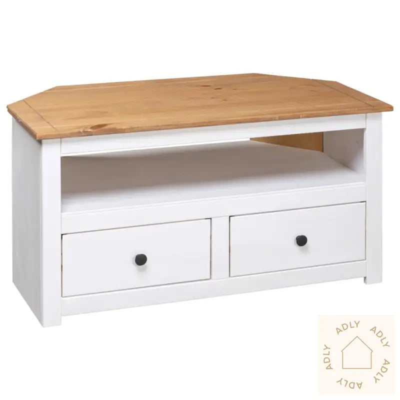Tv-Hjørneskap Hvit 93X49X49 Cm Heltre Furu Panama Range
