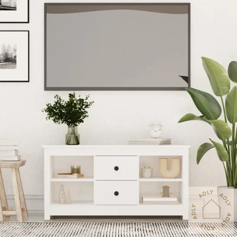 Tv-Benk Hvit 103X36,5X52 Cm Heltre Furu
